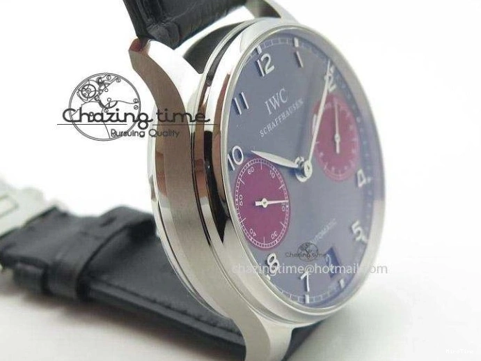 MIROTIME 0209 Portuguese Real PR IW500126 ZF 1:1 Best Edition Grey Red Dial On Black Leather Strap A52010 V Resilient 7333